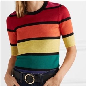 STAUD rainbow stripe knit top